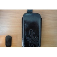 Чехол-кисет кожаный с лентой Guta кожа 03_106_203 коричневая для Samsung S5250