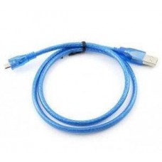 Переходник Gresso USB-microUSB 2.0, без ферритов, 0.75м, АM - micro BM, армированный голубой, кулек