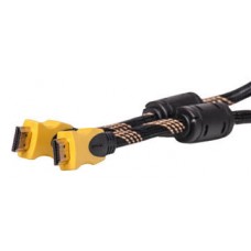 Видeo кабель PowerPlant Hdmi - Hdmi, 1.5m, Gold Plated, 1.3V, Nylon, Double ferrites, Blister