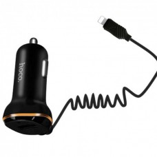 Авто зарядное Hoco Z14 кабель Lightning пружиной витой + USB 3.4A