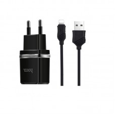 Зарядное устройство - Адаптер сетевой Hoco C12 2USB. 2.4А + Lightning кабель
