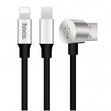 Кабель 2-в-1 Hoco combo Lightning + Micro U18 металлические штекеры