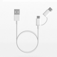 Кабель зарядное Xiaomi Mi 2-в-1 30 см оригинальный micro USB и type-c белый