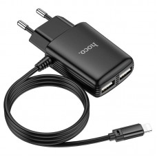 Зарядное с кабелем СЗУ HOCO C82A Real power 2USB 2.4A +Lightning