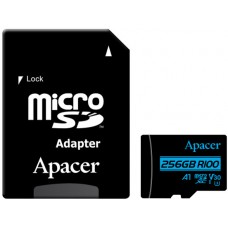 Карта пам'яті Apacer microSDXC V30 256GB Class 10 UHS-I (U3) V30 A1 R-100MB/s +SD-адаптер