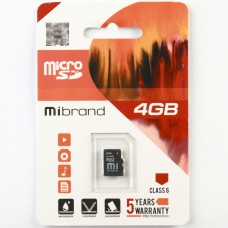 Карта пам'яті Mibrand microSDHC 4GB Class 6 Без адаптера