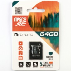 Карта пам'яті Mibrand microSDXC 64GB Class 10 UHS-I +SD-адаптер