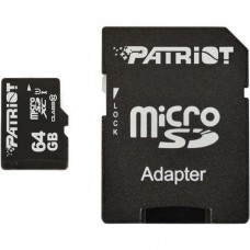 Карта памяти Patriot microSDXC LX Series 64GB Class 10 UHS-I и SD-адаптер PSF64GMCSDXC10