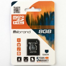 Карта пам'яті Mibrand microSDHC 8GB Class 10 +SD-адаптер