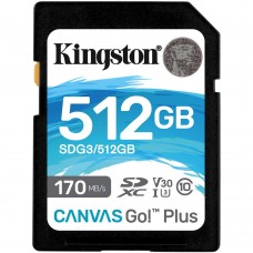 Карта памяти Kingston SDG3/512GB Class 10 UHS-I (U3) до 90 МБ/с R-170MB/s