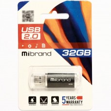 Флеш-накопичувач Mibrand USB2.0 Cougar 16GB Black 32, Моноблок, Черный