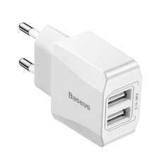 Блок питания 2 порта Baseus USB Wall Charger Mini Dual-U CCALL-MN02 белый