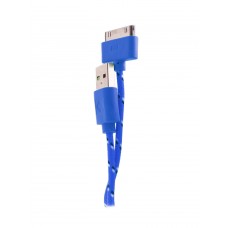 Кабель iPhone 4 / 4s в тканевой оплетке синий