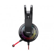 Наушники игровые с подсветкой HOCO W105 LED Joyful Gaming Headphones черно красные