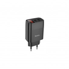 Зарядный адаптер с дисплеем Hoco C86A Illustrious dual port charger with digital display (EU) чёрный