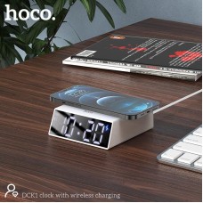 Настольные LED смарт-часы HOCO DCK1 будильник беспроводная зарядка