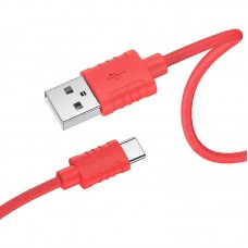 Кабель USB на USB-C 3a быстрая зарядка Borofone BX52 Airy силиконовый красный