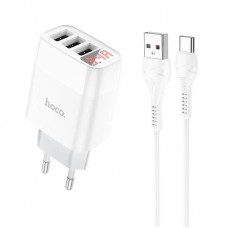 Зарядное устройство HOCO C93A 3 USB порта с экраном набор с кабелем Type-C