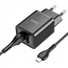 Комплект зарядное Hoco N25 Maker (2 USB) + Кабель MicroUSB черные 6931474782113