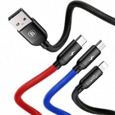 Кабель 3 в-1 Baseus Three Primary Colors 3-in-1 Cable USB For M+L+T 3.5A 120 см