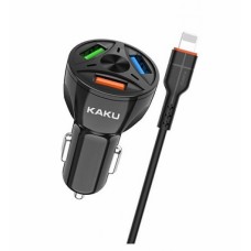 Автомобильное зарядное устройство в прикуриватель KAKU KSC-493 QC3.0 3USB 20Вт с кабелем Lightning
