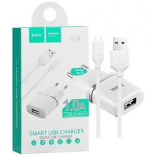 Блок питания Hoco C11 1 порт Usb + кабель MicroUsb белый