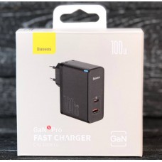 Зарядное устройство Baseus GaN5 Pro Fast Charger C+U 100W с кабелем Type-C to Type-C черное