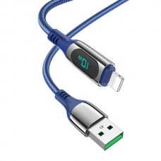Кабель с экраном HOCO S51 USB (m) - Lightning (m) 1.2м нейлоновый синий