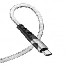 Кабель Hoco U105 USB - USB-C серебристый 120 см усиленная оплетка серый