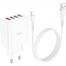 Зарядное устройство HOCO C102A 4 порта USB - выхода с кабелем Lightning