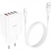 Зарядное устройство HOCO C102A 4 порта USB - выхода с кабелем Lightning