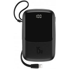 Внешний аккумулятор Baseus PPQD-B01 Qpow 10000 mAh с кабелем для iPhone черный