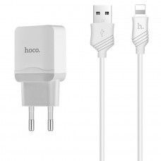 Блок питания - Адаптер сетевой Hoco Lightning cable C22A 1 USB выход - набор белый