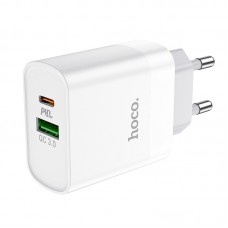 Блок - адаптер сетевой HOCO Rapido C80A 2 выхода USB + Type-C 20W белый