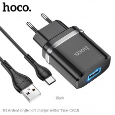 Адаптер сетевой HOCO Type-C Cable Ardent charger set N1 1 USB черный