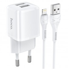 Адаптер сетевой HOCO Lightning Cable Briar dual port charger set N8 |2USB, 2.4A| (Safety Certified)