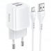 Адаптер сетевой HOCO Micro USB Cable Briar dual port charger set N8 |2USB, 2.4A| (Safety Certified)