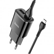 Адаптер сетевой HOCO Micro USB Cable Star round dual port charger set C88A  черный