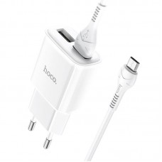 Адаптер сетевой HOCO Micro USB Cable Star round dual port charger set C88A белый
