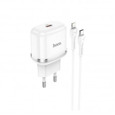Адаптер Сетевой HOCO Type-C to Lightning Cable Victorious single port charger set N24 |1Type-C, 20W/3A, PD/QC|
