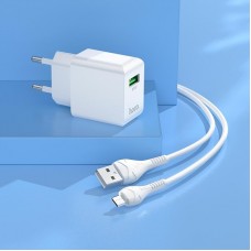 Комплект зарядный блок и кабель HOCO Proton C98A Micro USB Cable 1USB 18W белый