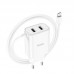 Зарядное устройство HOCO C103A 2 порта + встроенный Micro USB кабель белое