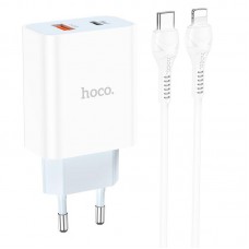 Адаптер сетевой HOCO Type-C to Lightning charger set C97A 2 выхода белый