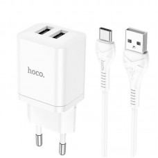 Адаптер сетевой HOCO Type-C Cable Maker dual port charger set N25 |2USB, 2.1A|