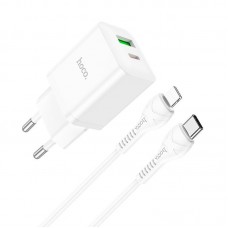 Адаптер сетевой HOCO Type-C to Lightning Cable Founder charger set N28 набор Белый