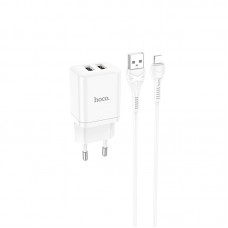 Набор блок и кабель HOCO N25 Maker + Lightning Cable dual port 2USB 2.1A белый