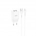 Набор блок и кабель HOCO N25 Maker + Lightning Cable dual port 2USB 2.1A белый
