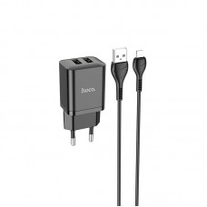 Адаптер сетевой HOCO Lightning Cable Maker dual port charger set N25 |2USB, 2.1A|
