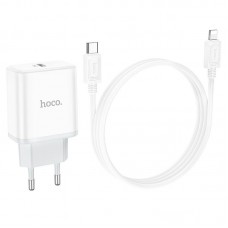 Зарядное устройство HOCO Stage single port C104A набор с кабелем Type-C to Lightning белый