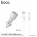 Адаптер автомобильный Hoco Z23 + кабель Lightning зарядный комплект 2USB 12W 2.4A белый